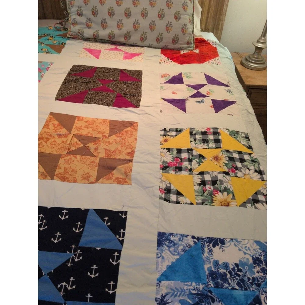 Vintage 50's windmill quilt top Vintage Cotton Fabrics 92 